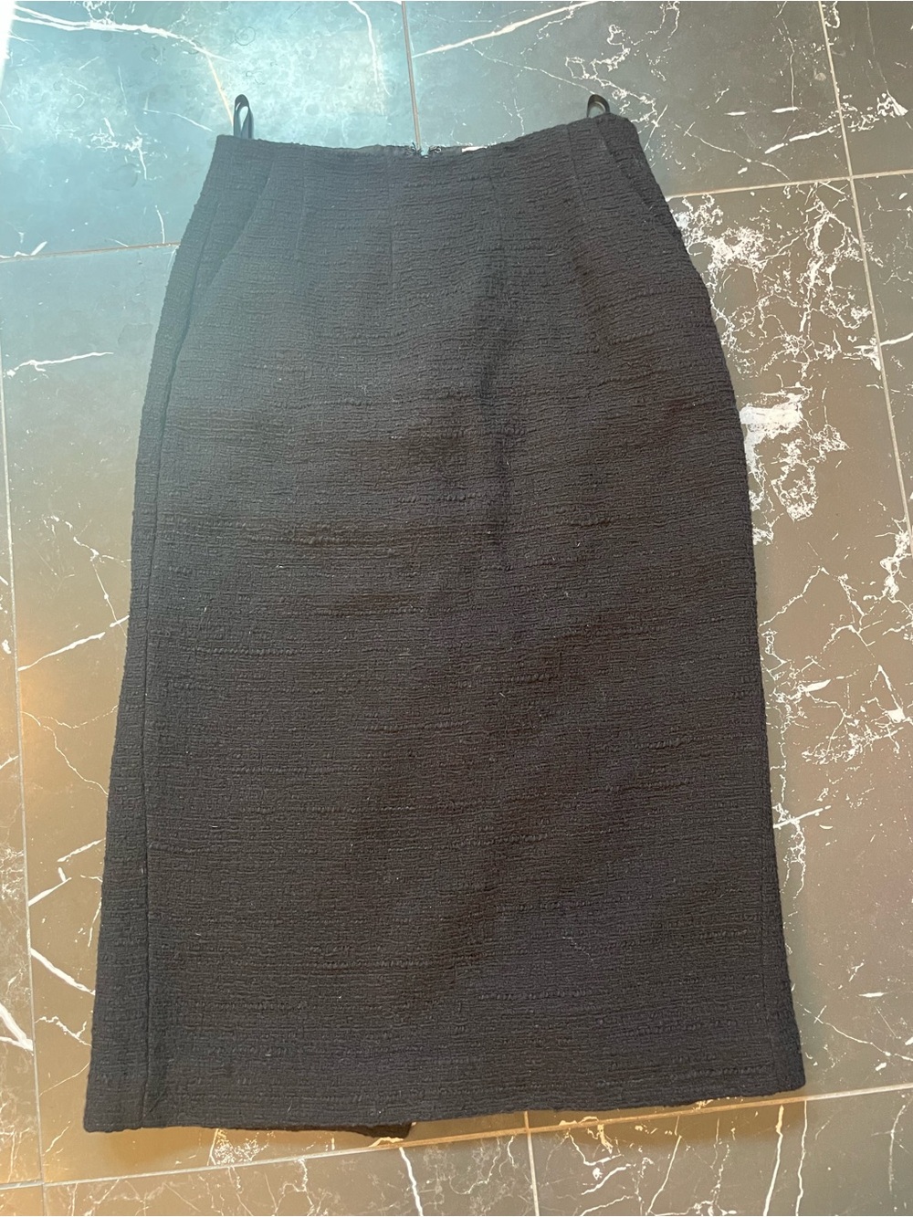 Babaton Black BoucleTextured Midi Pencil Skirt